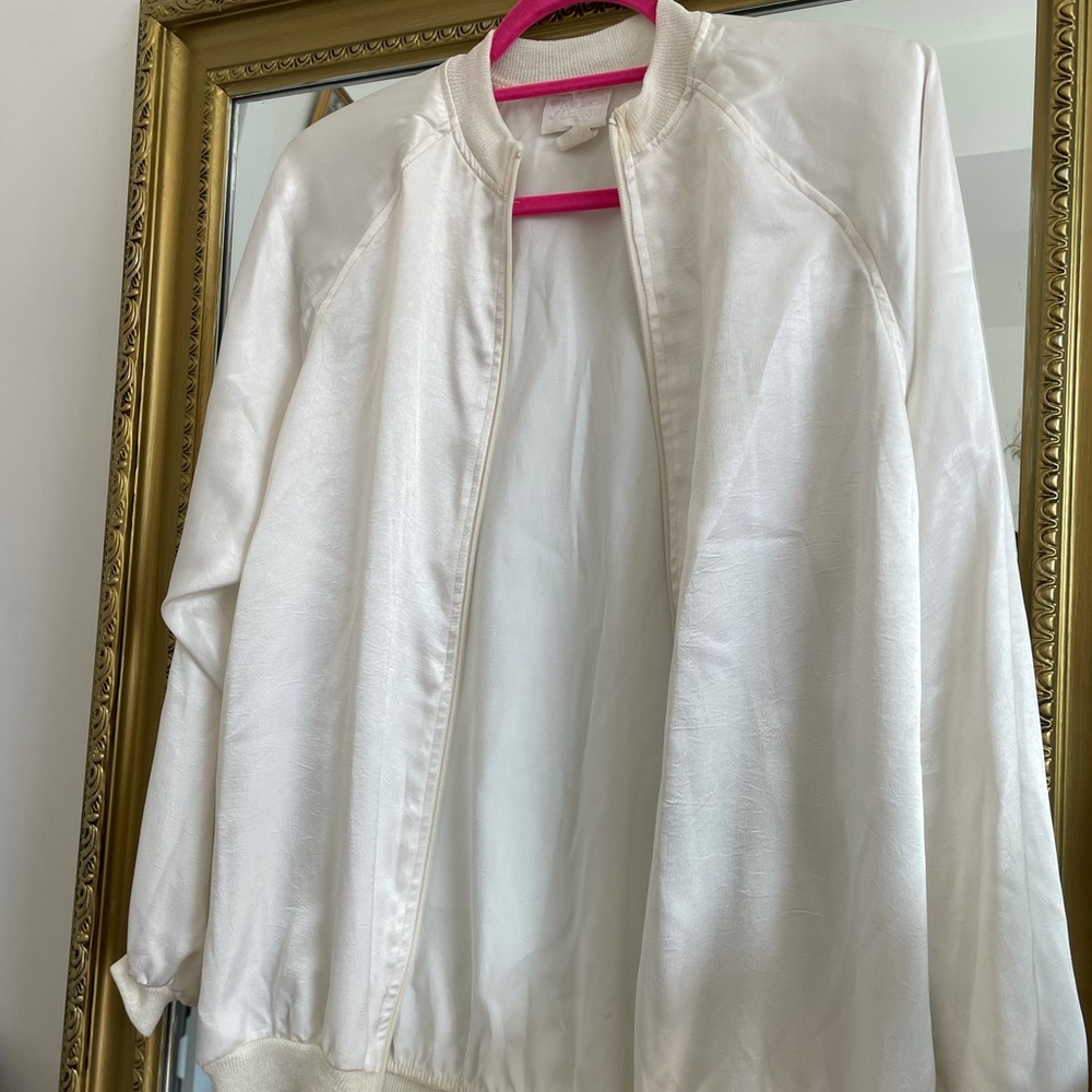 White vintage silk bomber jacket